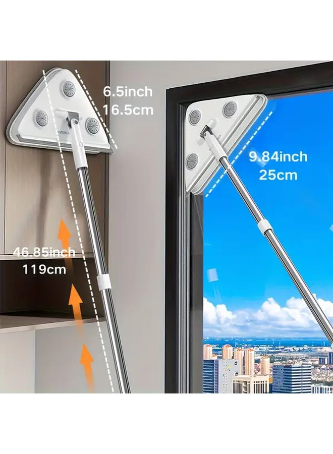 Joybos White 2 In 1 Telescopic Glass Cleaning Tool With Wiper Scraper And Squeegee For Indoor Outdoor Use - Image 3